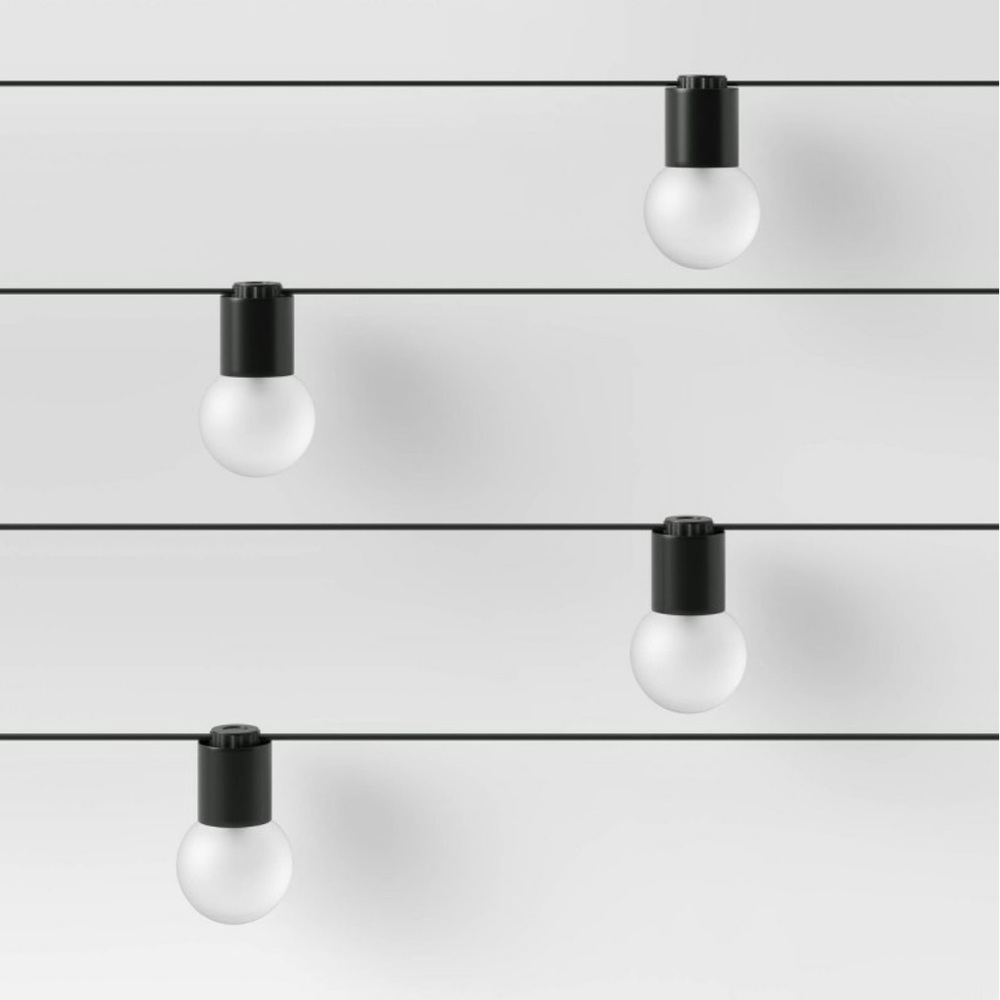 10ct Incandescent Outdoor String lights G40 frosted white bulbs black collar